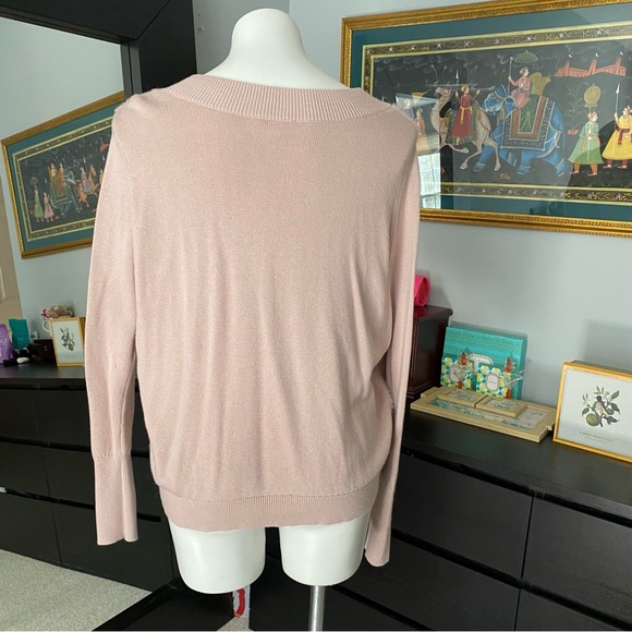 Stella and Dot Chevron V Neck Pullover in Blush- XL - Picture 3 of 6